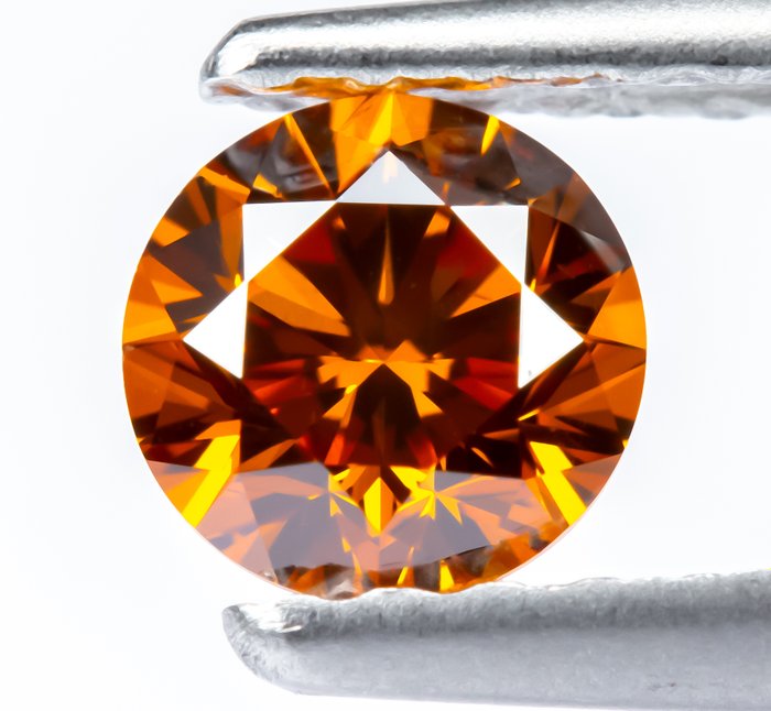 Ingen mindstepris - 1 pcs Diamant  (Naturfarvet)  - 0.35 ct - Rund - Fancy deep Orange - VS2 - Gem Report Antwerp (GRA)