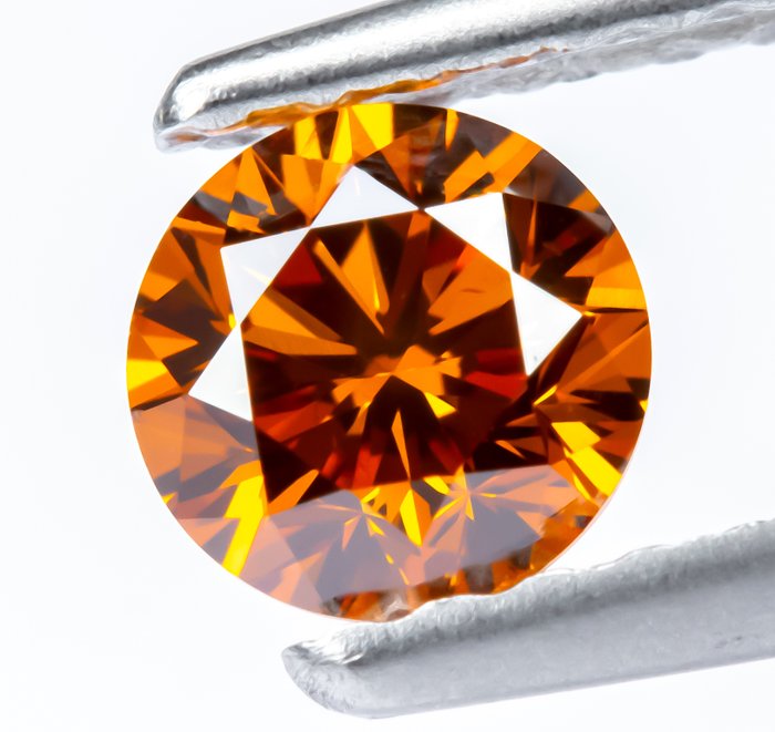 Ingen mindstepris - 1 pcs Diamant  (Naturfarvet)  - 0.35 ct - Rund - Fancy deep Orange - VS2 - Gem Report Antwerp (GRA)