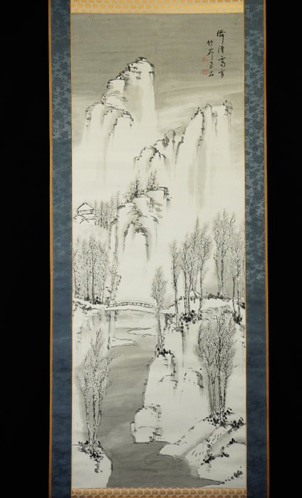 Winter landscape - ca 1920-1940(Taisho / Showa) - Chikuseki 竹石 - Japan  (Ingen mindstepris)