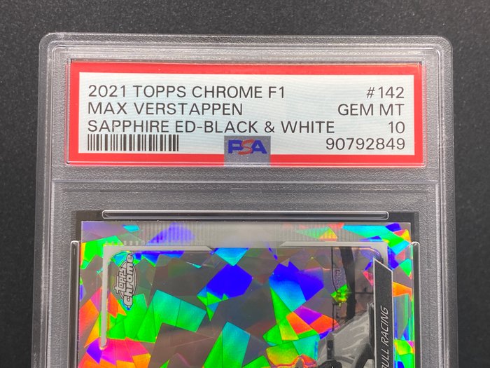 2021 - Topps - Chrome F1 Sapphire Edition - Max Verstappen - #142 Black  White 9/15 - 1 Graded card - PSA 10