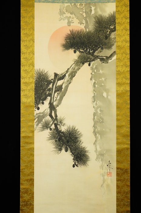 Sunrise and pine tree - ca 1920-1940(Taisho / Showa) - Unknown - Japan  (Ingen mindstepris)