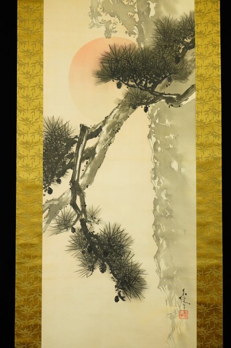 Sunrise and pine tree - ca 1920-1940(Taisho / Showa) - Unknown - Japan  (Ingen mindstepris)