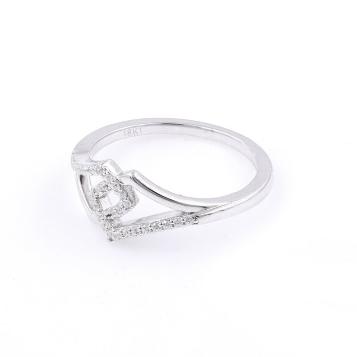 Ring - 18 kraat Hvidguld -  0.15ct. tw. Diamant (Natur)