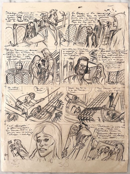 Sirius - 1 Original preliminary page - Simon le Danseur T1 - La Rade des Vaisseaux - 1970