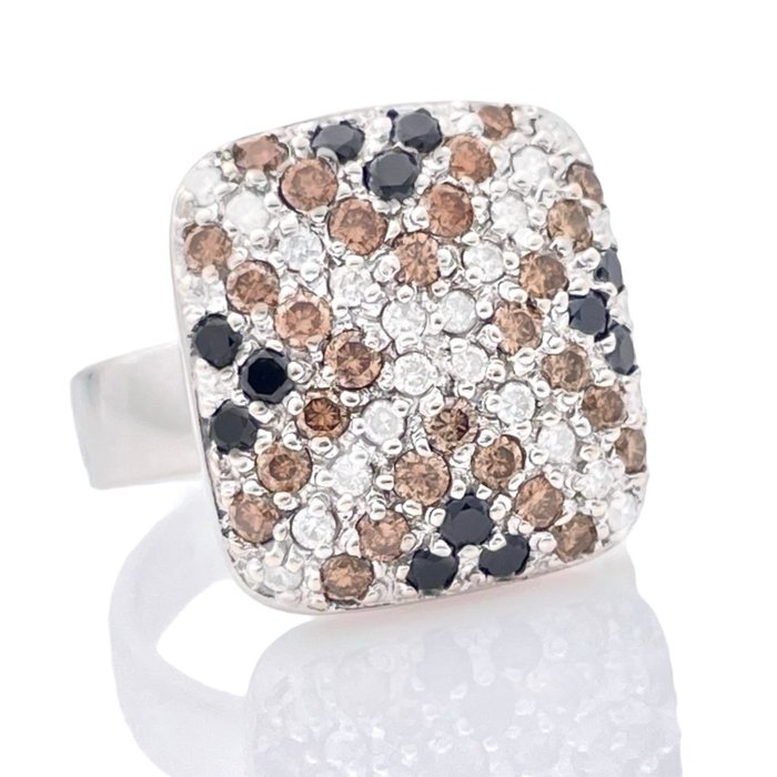 Ring - 14 karat Hvidguld -  1.24ct. tw. Diamant (Natur)  - Diamant - Diamant ring