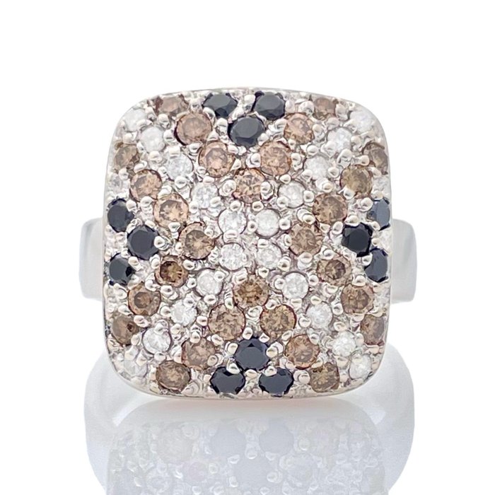 Ring - 14 karat Hvidguld -  1.24ct. tw. Diamant (Natur)  - Diamant - Diamant ring