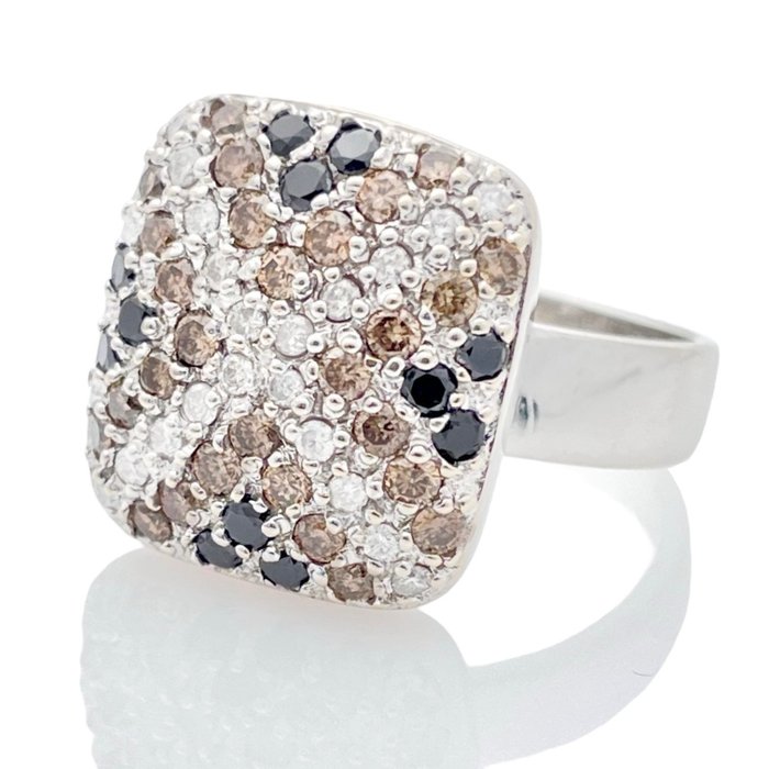 Ring - 14 karat Hvidguld -  1.24ct. tw. Diamant (Natur)  - Diamant - Diamant ring