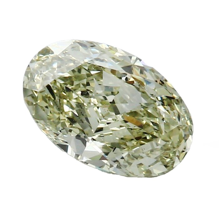 1 pcs Diamant  (Naturfarvet)  - 1.81 ct - Oval - Fancy Grålig, Gullig Grøn - VVS1 - Gemological Institute of America (GIA)