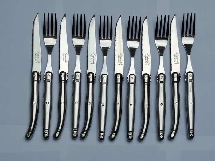 Laguiole - 6x Forks and 6x Knives - completely stainless steel - style de - Bestik sæt (12) - Rustfrit stål