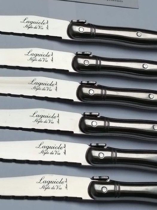 Laguiole - 6x Forks and 6x Knives - completely stainless steel - style de - Bestik sæt (12) - Rustfrit stål