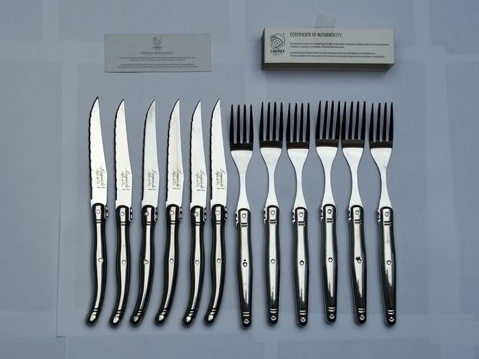 Laguiole - 6x Forks and 6x Knives - completely stainless steel - style de - Bestik sæt (12) - Rustfrit stål