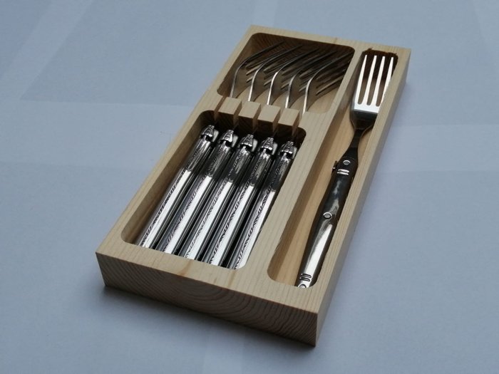 Laguiole - 6x Forks and 6x Knives - completely stainless steel - style de - Bestik sæt (12) - Rustfrit stål