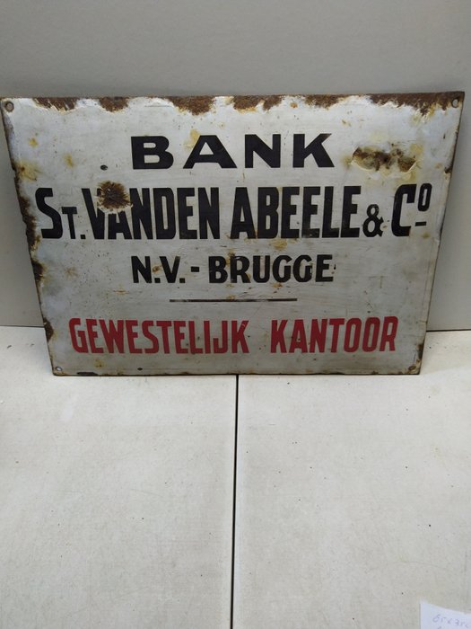 Ancienne Emaillerie Belge  de Bruxelles. - Emaljeplade - Bank ST Vanden Abeele  Co - Emalje