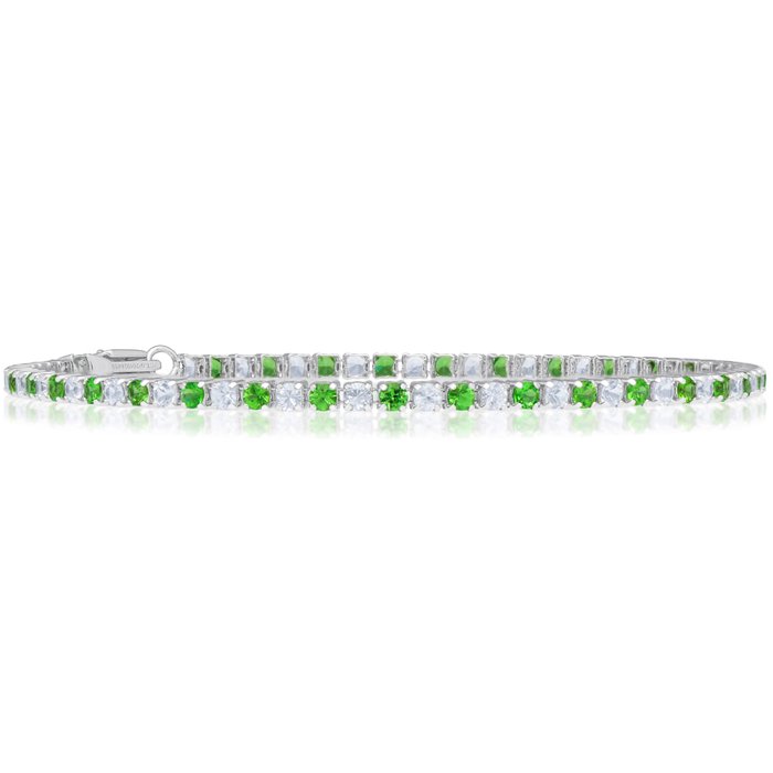 Armbånd Platin - Grøn Tsavorite  Sapphire - GRA Certificeret