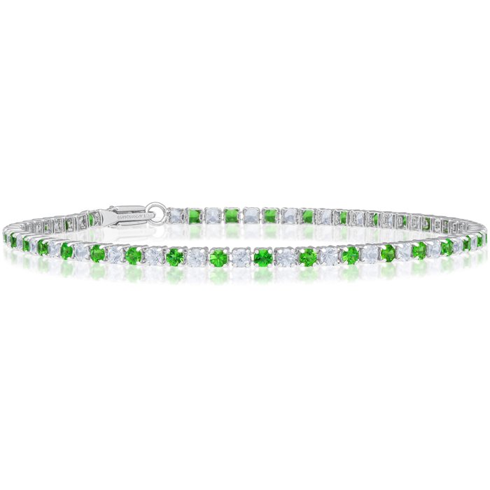 Armbånd Platin - Grøn Tsavorite  Sapphire - GRA Certificeret