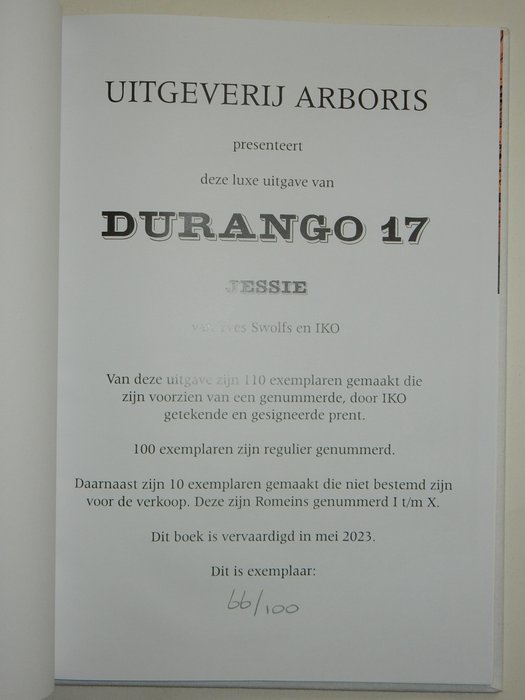 Durango 17 + 18 - Jessie + Gegijzeld- 2x linnen luxe - Oplage: 100 ex. - Met prenten - Gesigneerd - 2 Album - Første udgave - 2023