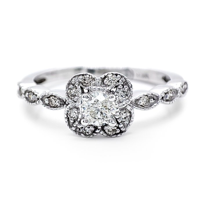 Ring - 14 karat Hvidguld -  0.35ct. tw. Diamant (Natur)