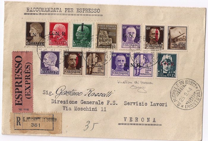 Italien Kongerige 1944 - Italiensk Sociale Republik - Konvolut med krigspropaganda, Verona-udgave, overtryk