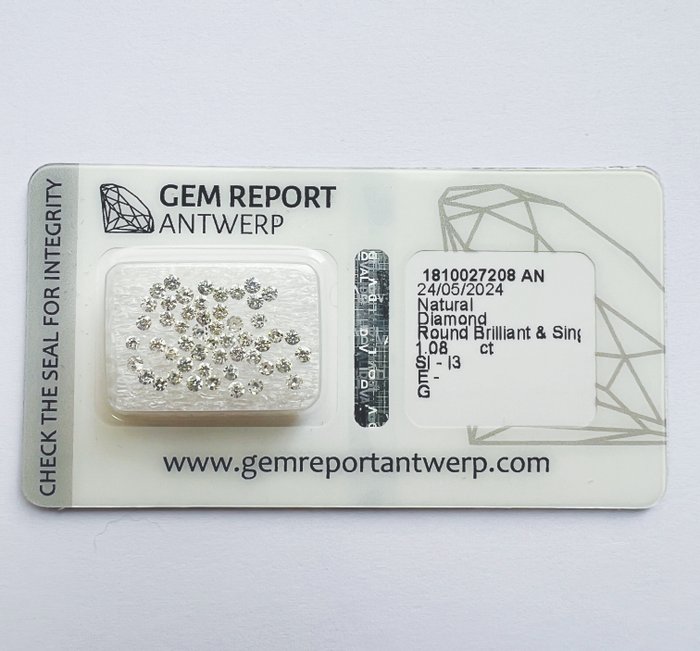 Ingen mindstepris - 51 pcs Diamant  (Natur)  - 108 ct - Rund - E G - I3 SI1 - Gem Report Antwerp (GRA)