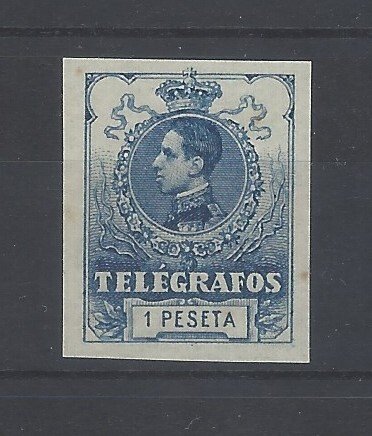 Spanien 1912 - 1 Pts Telegrafer-farveskift-uden - Edifil nº 52s