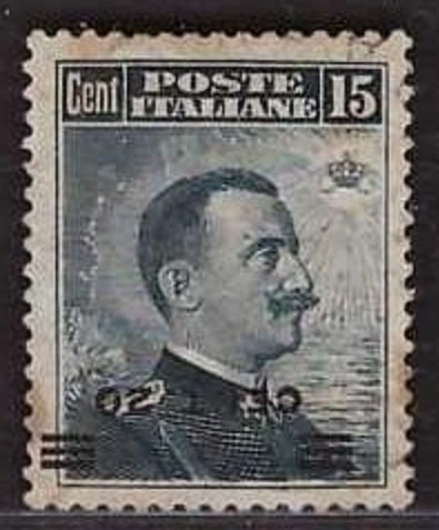 Italien Kongerige 1916 - 20 på 15 c Michetti med overtryk på hovedet - Sassone S 106a