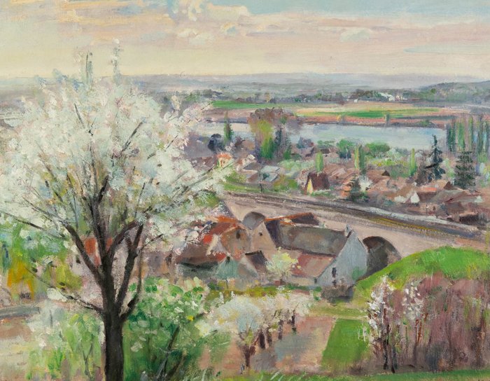 André-Léon Vivrel (1886-1976) - Arbre en fleurs sur les hauteurs