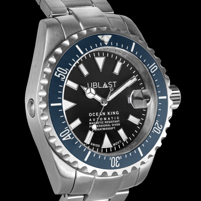 Ublast - Ocean King - Sub 200 ATM - UBOK45200BL/BU - Automatic Swiss MOVT - Mænd - Ny