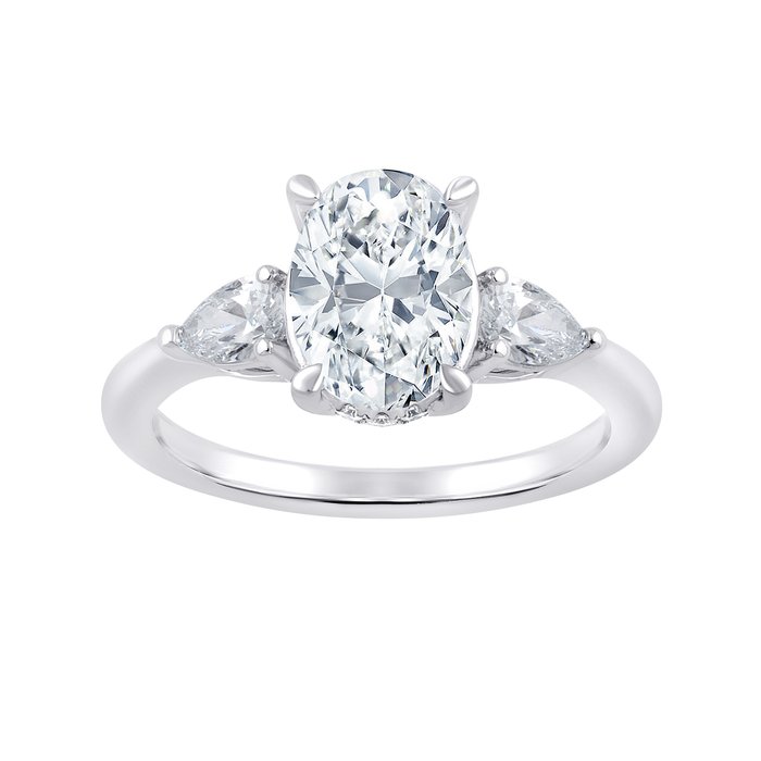 Ring - 14 karat Hvidguld -  3.08ct. tw. Diamant (Laboratoriedyrket) - Diamant