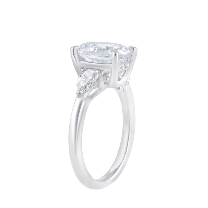 Ring - 14 karat Hvidguld -  3.08ct. tw. Diamant (Laboratoriedyrket) - Diamant