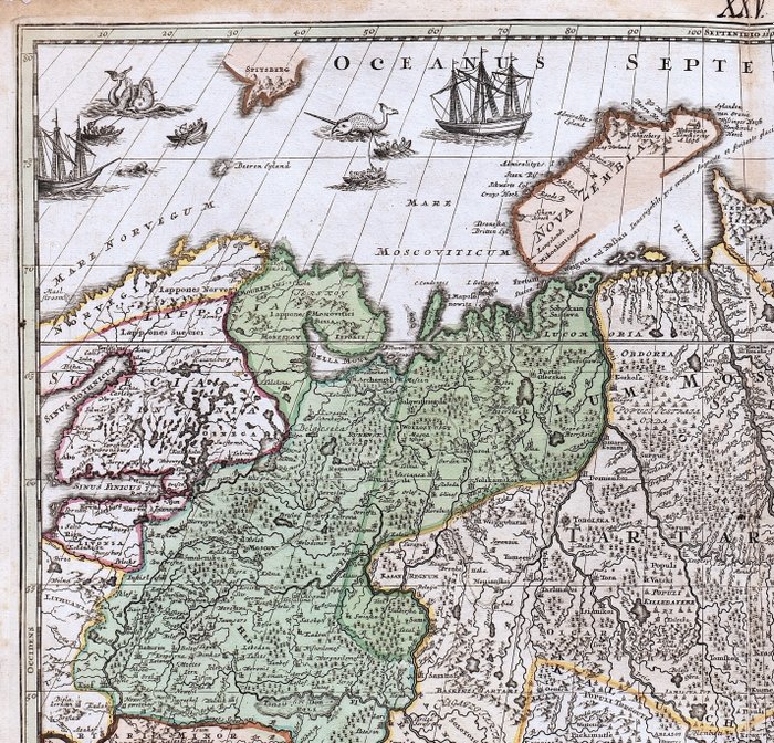 North Asia - Rusland Armenien Georgien; Det Kaspiske Hav, Usbekistan, Kasakhstan, Turkmenistan, Kina, Mongoliet; J. B. Homann - Generalis Totius Imperii Moscovitici - 1710 (SJÆLDEN FØRSTE UDGAVE)