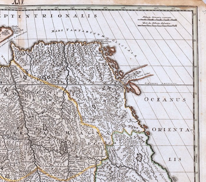 North Asia - Rusland Armenien Georgien; Det Kaspiske Hav, Usbekistan, Kasakhstan, Turkmenistan, Kina, Mongoliet; J. B. Homann - Generalis Totius Imperii Moscovitici - 1710 (SJÆLDEN FØRSTE UDGAVE)