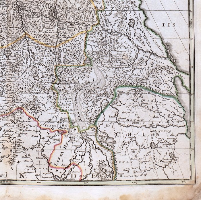 North Asia - Rusland Armenien Georgien; Det Kaspiske Hav, Usbekistan, Kasakhstan, Turkmenistan, Kina, Mongoliet; J. B. Homann - Generalis Totius Imperii Moscovitici - 1710 (SJÆLDEN FØRSTE UDGAVE)