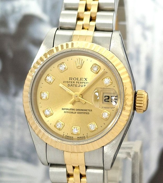 Rolex - Oyster Perpetual Datejust Diamonds - Ingen mindstepris - Ref 69173G - Kvinder - 1990-1999