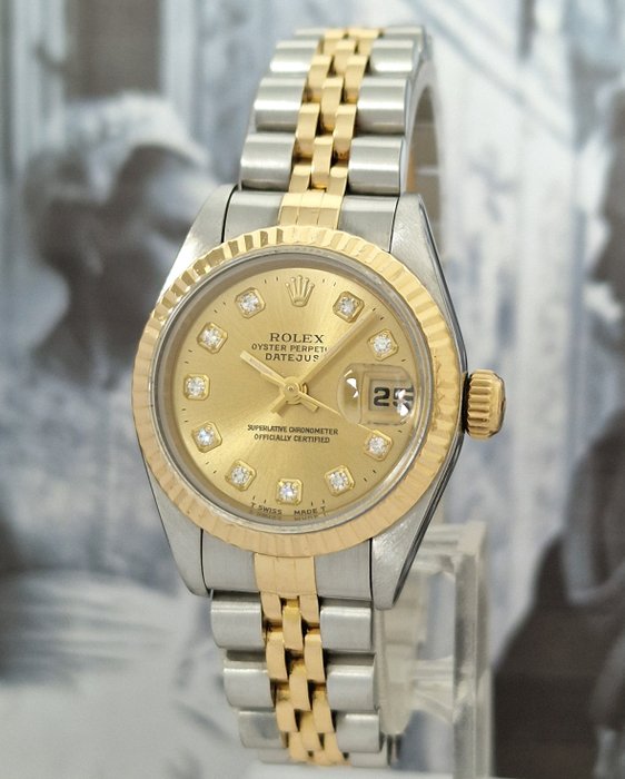 Rolex - Oyster Perpetual Datejust Diamonds - Ingen mindstepris - Ref 69173G - Kvinder - 1990-1999