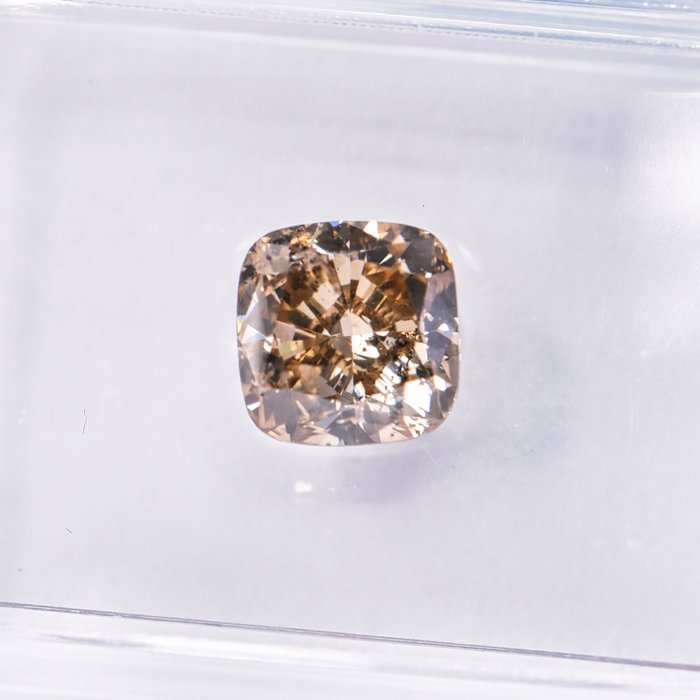 Ingen mindstepris - 1 pcs Diamant  (Naturfarvet)  - 1.04 ct - Pude - Fancy Brun Gul - I1 - International Gemological Institute (IGI)