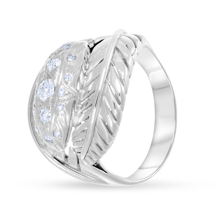 Ring - 18 kraat Hvidguld -  0.19ct. tw. Diamant (Natur)