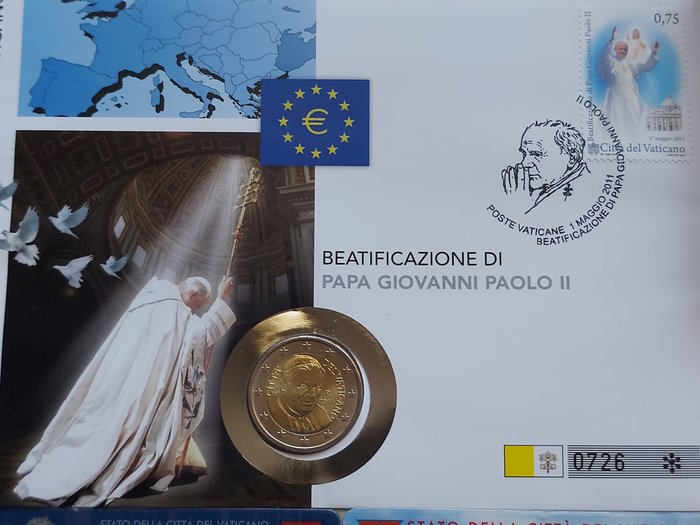 Vatikanstaten. 50 Cent / 2 Euro + Medal 2010/2015 (9 pcs)  (Ingen mindstepris)