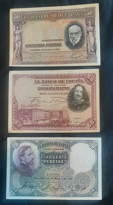 Spanien - 17 banknotes - various dates  (Ingen mindstepris)