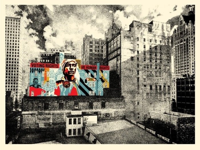 Shepard Fairey (OBEY) (1970) - Voting Rights Are Human Rights Mural