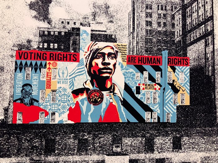 Shepard Fairey (OBEY) (1970) - Voting Rights Are Human Rights Mural