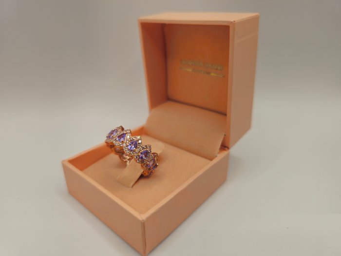 Ring - 14 karat Rosaguld -  2.00ct. tw. Tanzanit - US størrelse US 5.75 / Eur siz