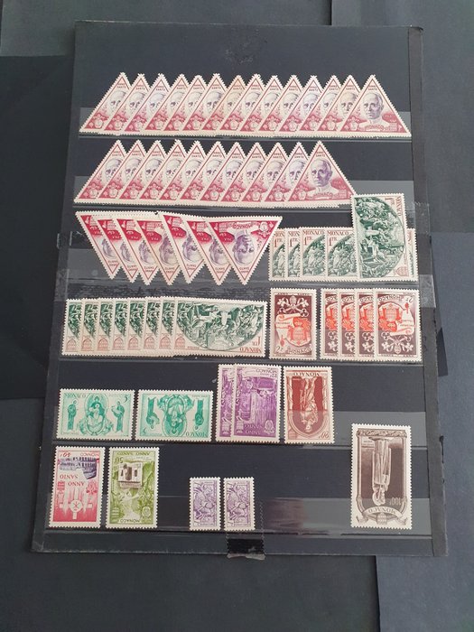 Monaco 1950/1959 - Monaco 1950/1959 Parti og lager på 10 år, alle undersøgt, komplet serie MNH**-MH* som er - Yvert 2023