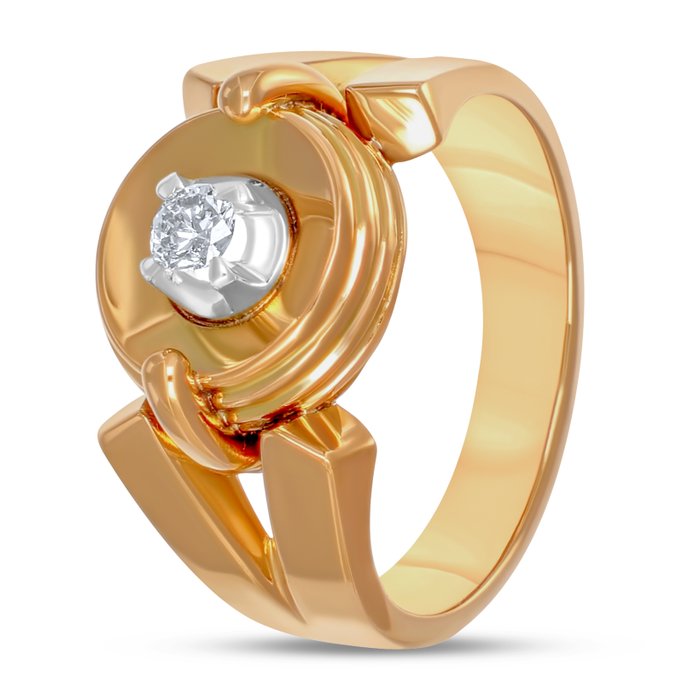 Ring - 18 kraat Gulguld, Hvidguld -  0.12ct. tw. Diamant (Natur)