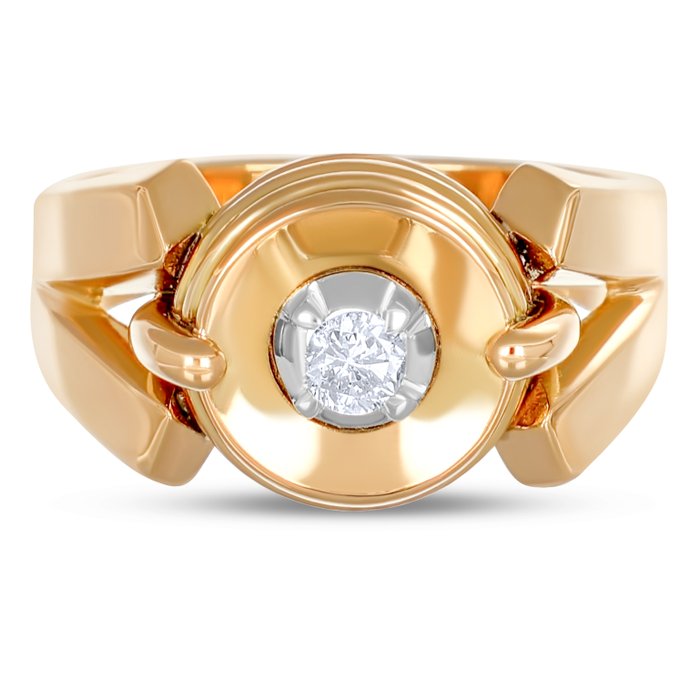 Ring - 18 kraat Gulguld, Hvidguld -  0.12ct. tw. Diamant (Natur)