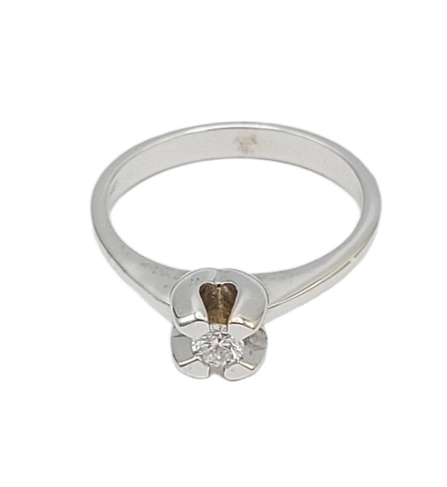 Ring - 18 kraat Hvidguld -  0.12ct. tw. Diamant (Natur)