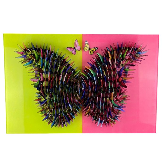 Blackarts - Louis vuitton fluorescent 3D butterfly mix wall art