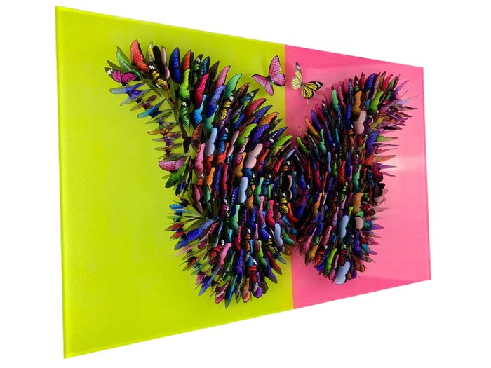 Blackarts - Louis vuitton fluorescent 3D butterfly mix wall art