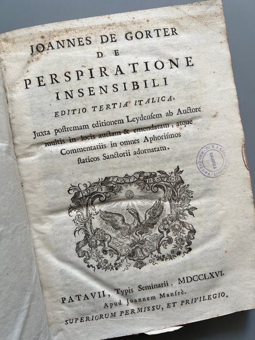 Joannes de Gorter - Perspiratione insensibili - 1766