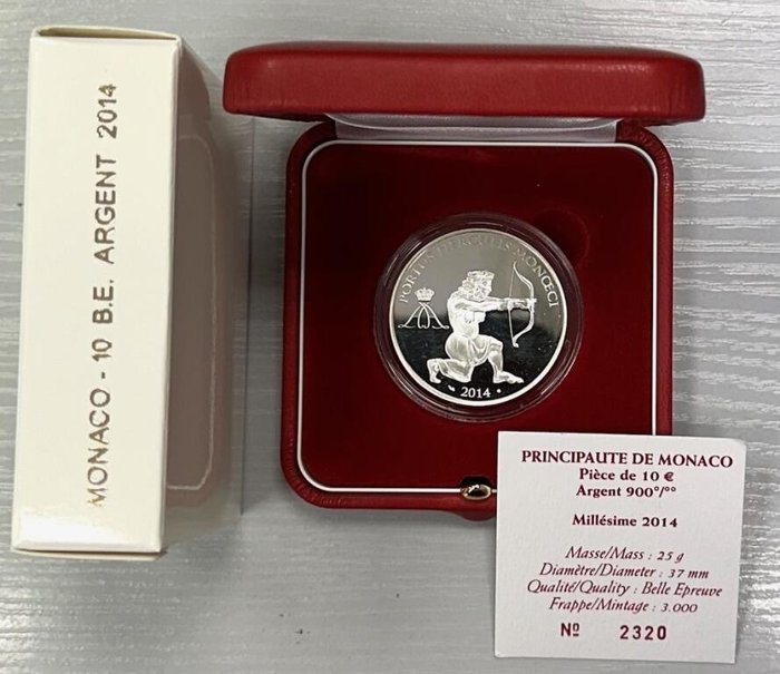 Monaco. 10 Euro 2014 "Hercules the Archer" Proof