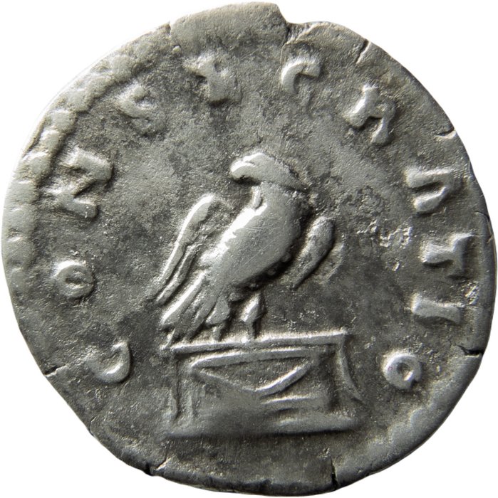 Romarriket. Antoninus Pius (138-161.. Denarius minted in Rome, 161. CONSECRATI. Eagle  (Ingen mindstepris)